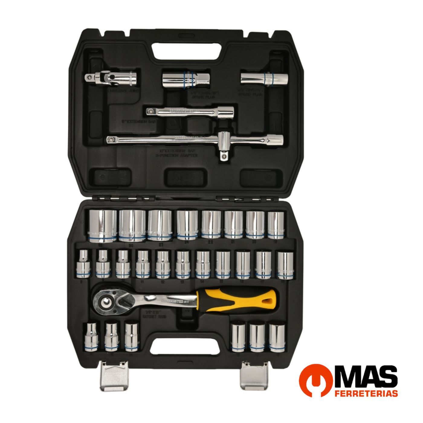 Juego de Bocallaves 32 Piezas Milimétrico Encastre 1/2″ Con Maltetín - Crossmaster